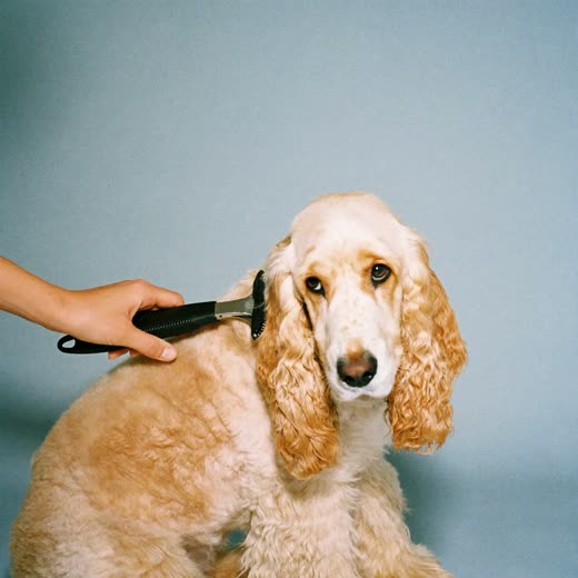 A cockapoo having its coat clipped
